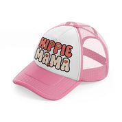 hippie mama (1) pink and white trucker hat