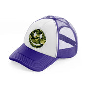 smiley face camo-purple-trucker-hat