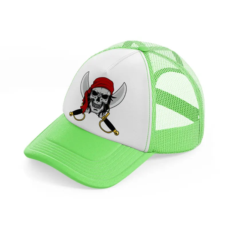 pirates skull mascot machete-lime-green-trucker-hat