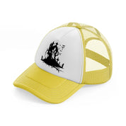 gothic artowrk yellow trucker hat