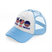 peace love america-010-sky-blue-trucker-hat