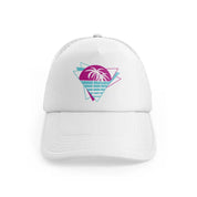 h210805 15 palm tree retro 80s white trucker hat