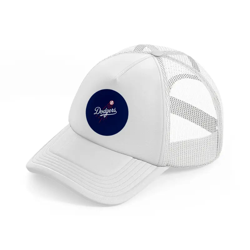 dodgers badge white trucker hat