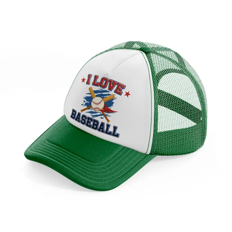 i love baseball-green-and-white-trucker-hat
