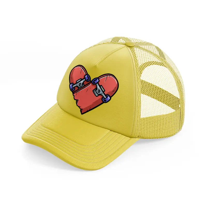 love skateboard-gold-trucker-hat