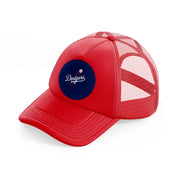 dodgers badge-red-trucker-hat