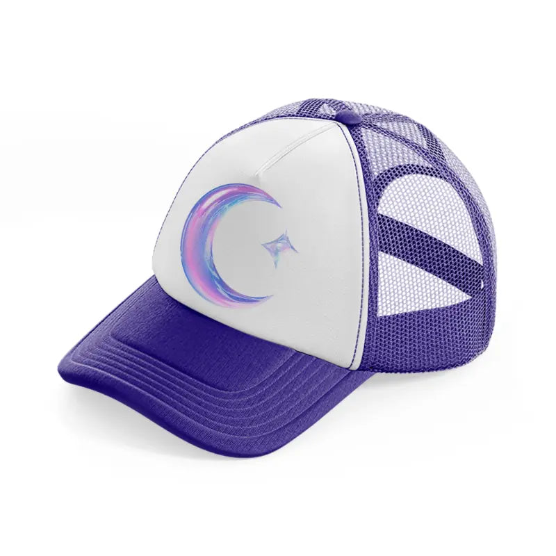 crescent moon with star-purple-trucker-hat