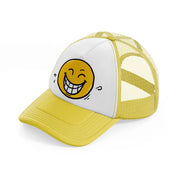 laughing smiley yellow trucker hat