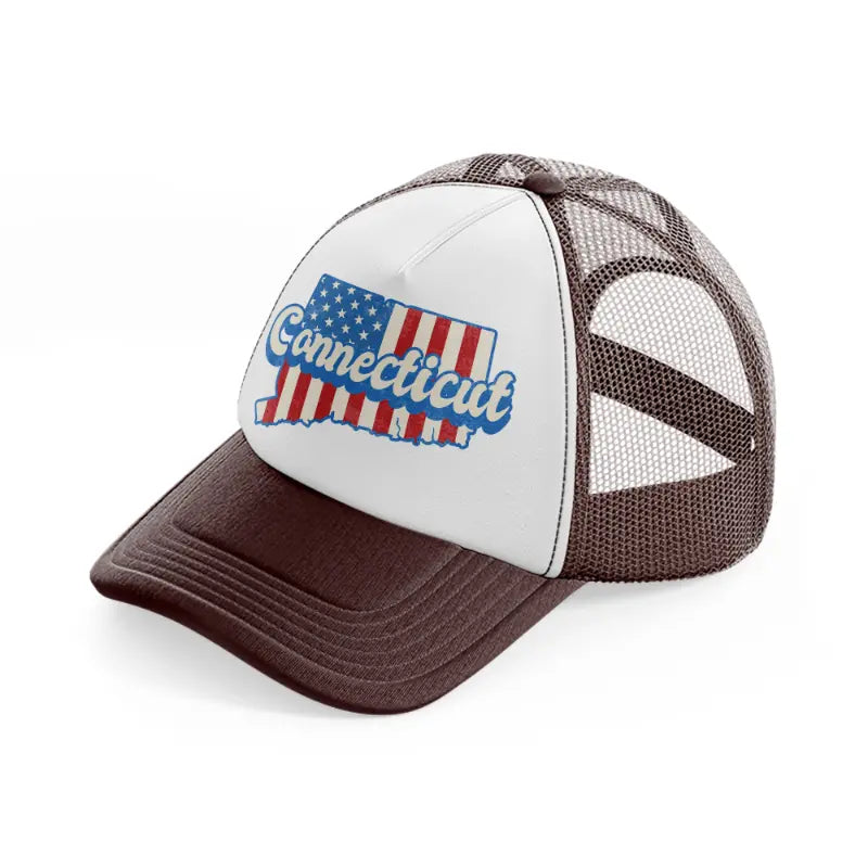 connecticut flag-brown-trucker-hat