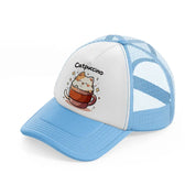 catpuccino cup sky blue trucker hat