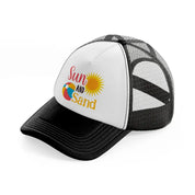 sun and sand black and white trucker hat