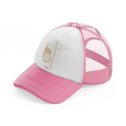 golf ball with flag-pink-and-white-trucker-hat