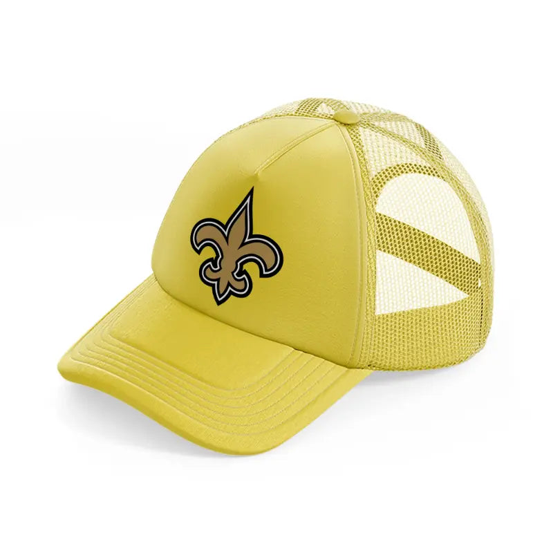 new orleans saints emblem-gold-trucker-hat