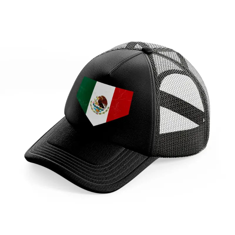 mexican flag batch-black-trucker-hat