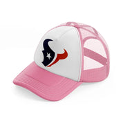 houston texans emblem-pink-and-white-trucker-hat