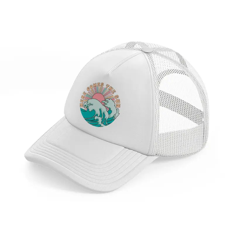 here comes the sun white trucker hat