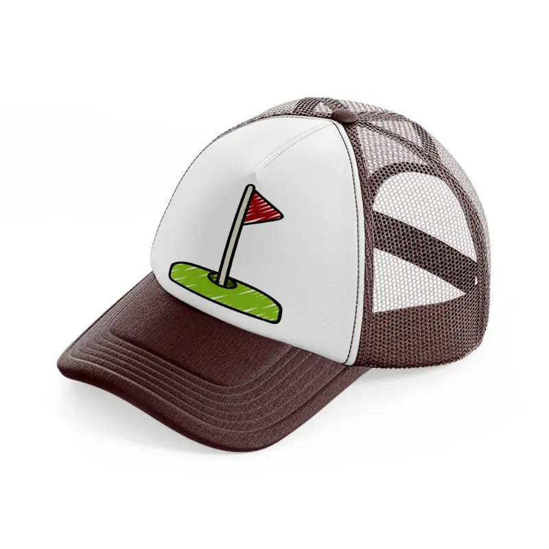 golf flag-brown-trucker-hat