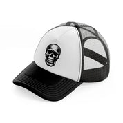 head skull black and white trucker hat