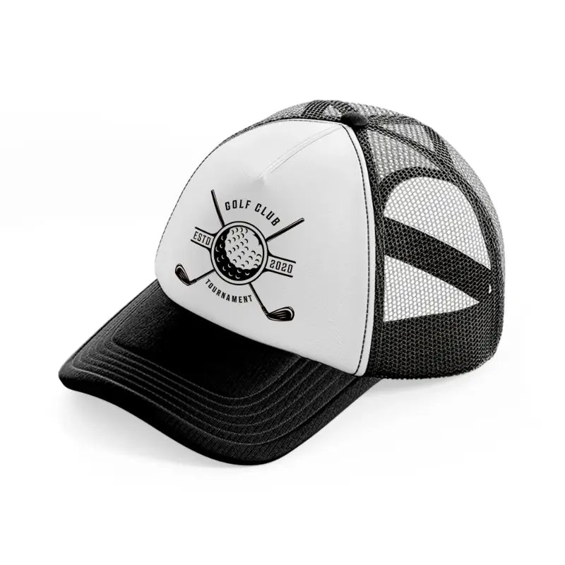 golf club tournament-black-and-white-trucker-hat