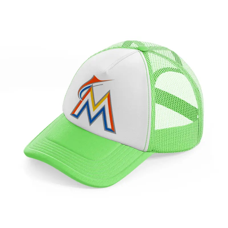 miami marlins emblem-lime-green-trucker-hat