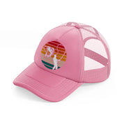 man trout fishing retro sunset white-pink-trucker-hat