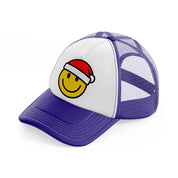 happy face with santa hat-purple-trucker-hat