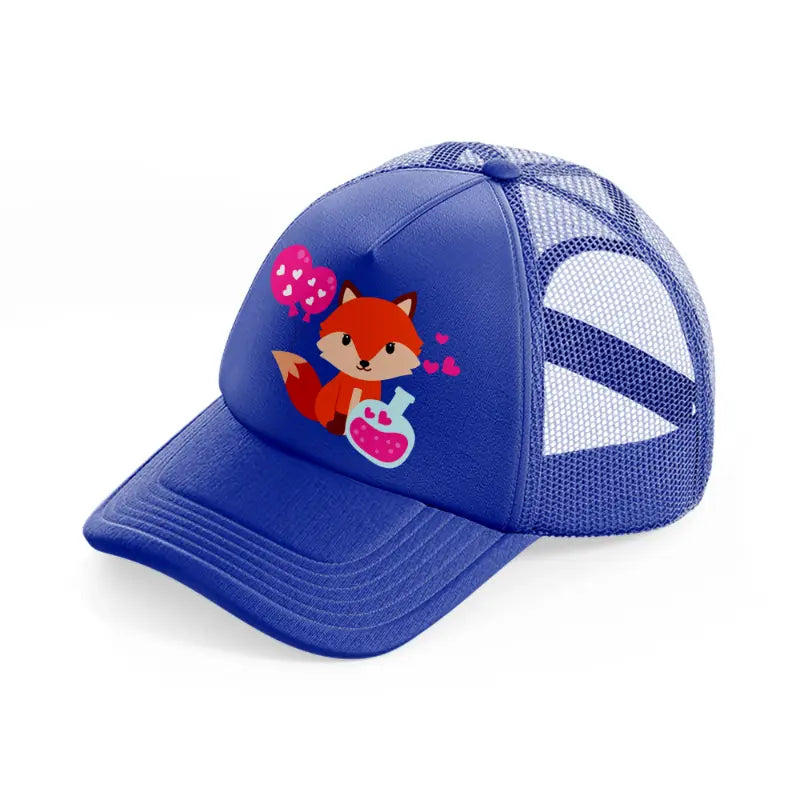 lovely fox blue trucker hat