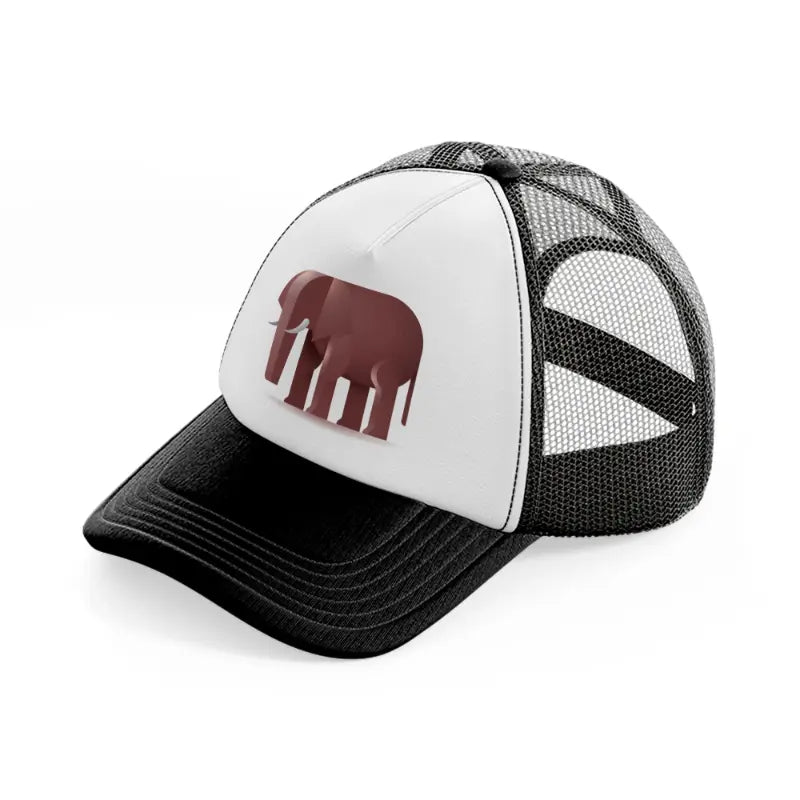 003 elephant black and white trucker hat