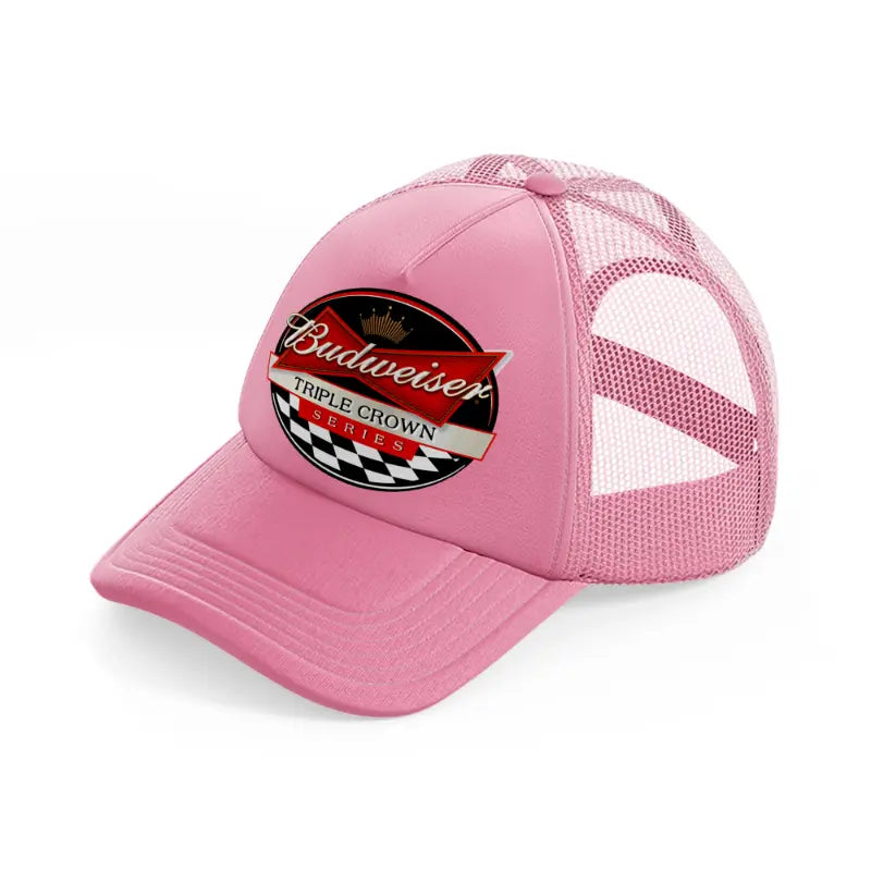 budweiser tripple crown series pink trucker hat