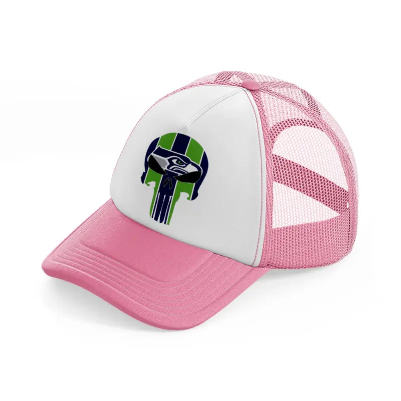 seattle seahawks skull-pink-and-white-trucker-hat