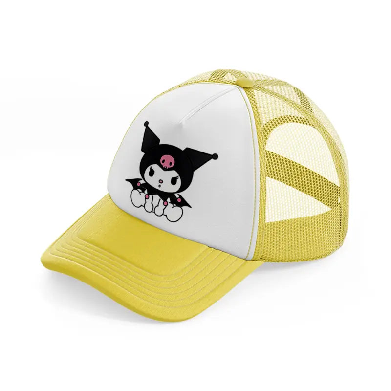 bat kitty yellow trucker hat