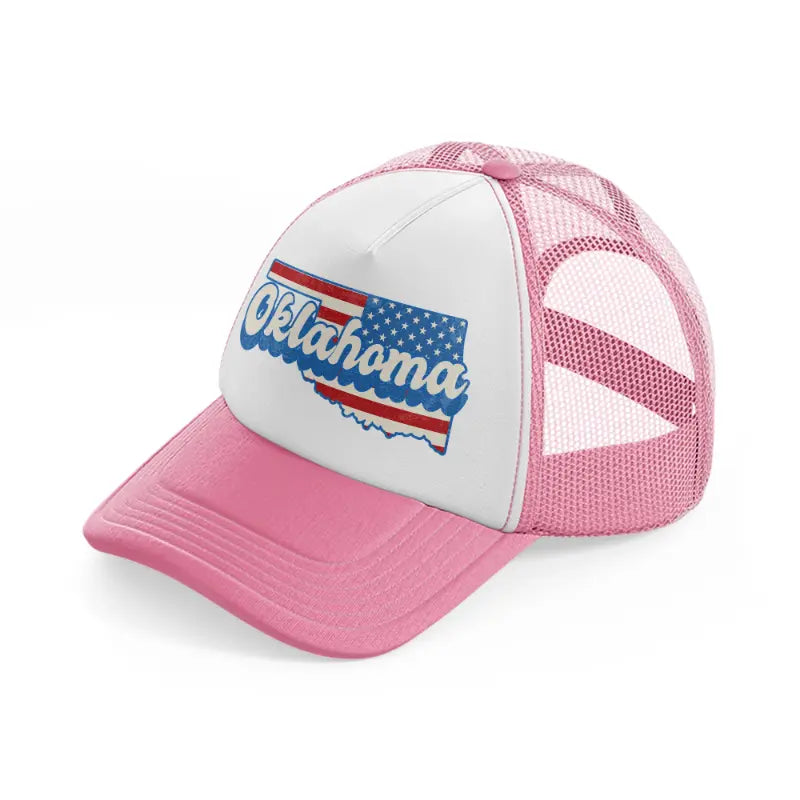 oklahoma flag-pink-and-white-trucker-hat