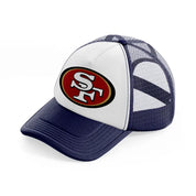 49ers logo-navy-blue-and-white-trucker-hat