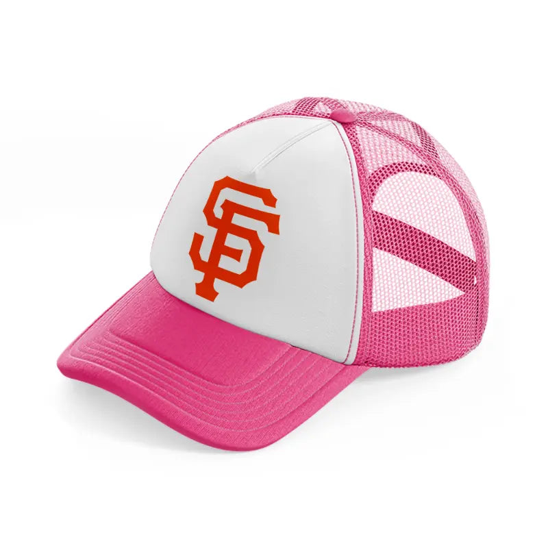 sf orange emblem-neon-pink-trucker-hat