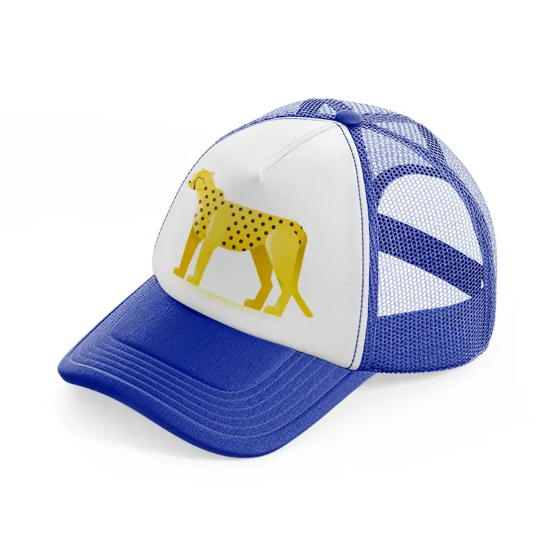 029 cheetah blue and white trucker hat