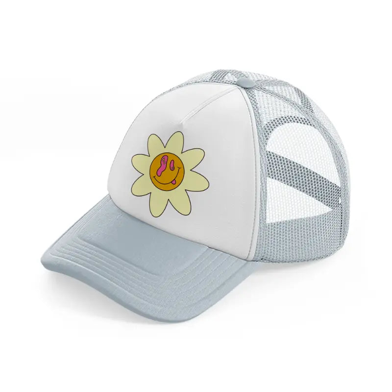 weird flower smiley-grey-trucker-hat