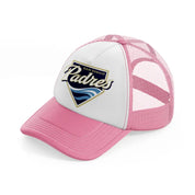 san diego padres emblem-pink-and-white-trucker-hat