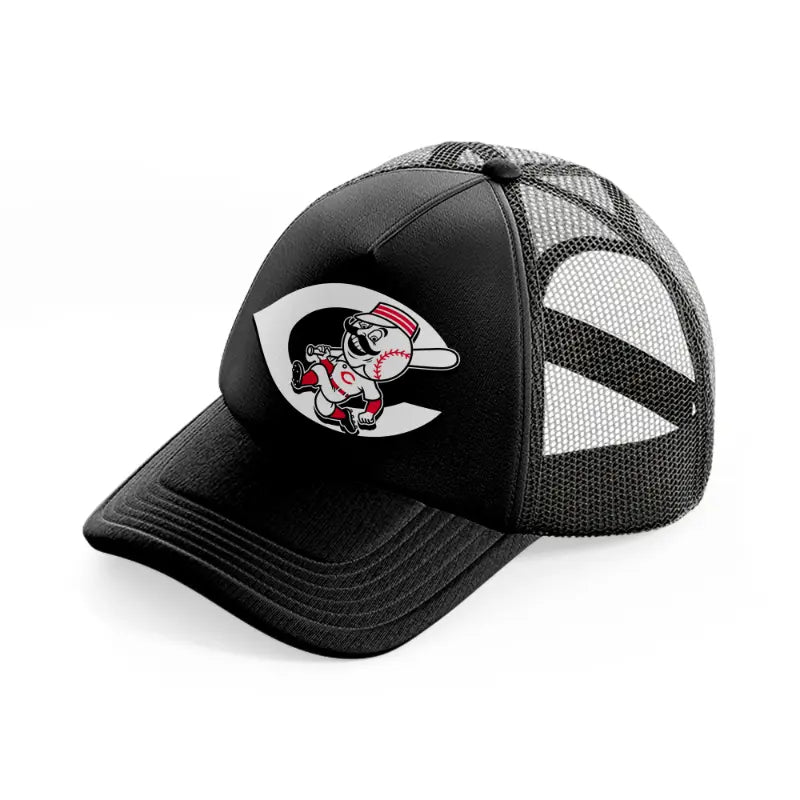 cincinnati retro emblem-black-trucker-hat