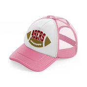 gridiron football ball-pink-and-white-trucker-hat