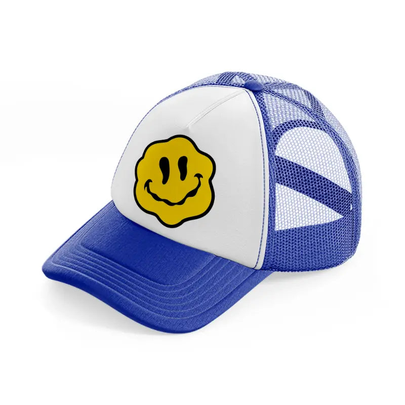 yellow melt smile-blue-and-white-trucker-hat
