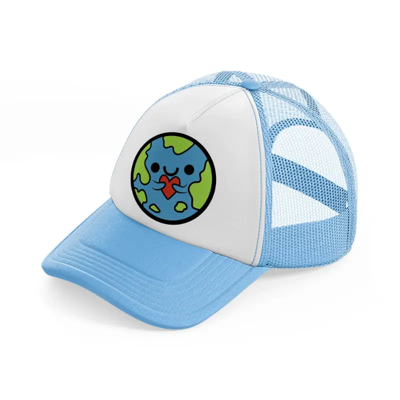 earth love-sky-blue-trucker-hat