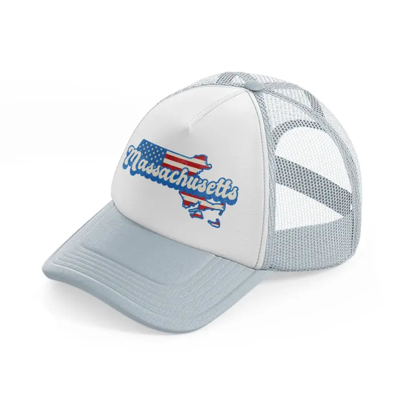 massachusetts flag-grey-trucker-hat