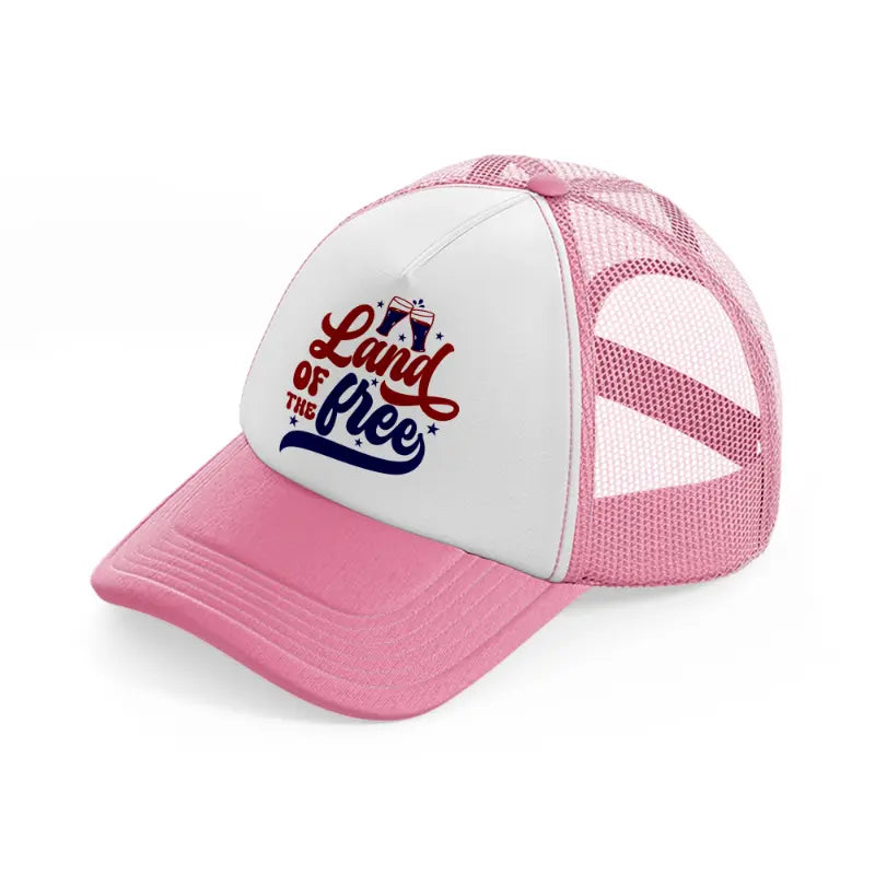 land of the free-pink-and-white-trucker-hat