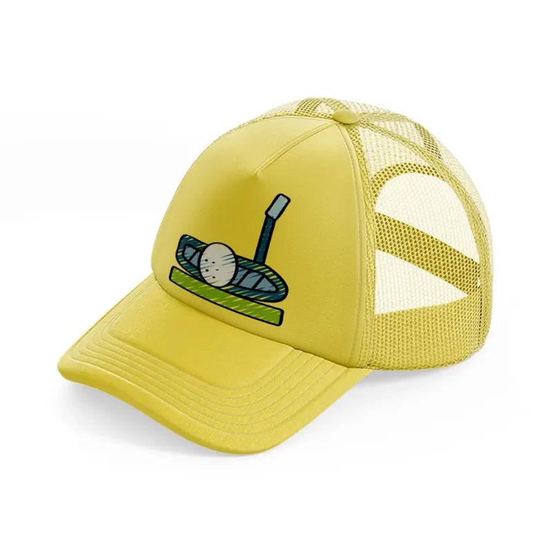 golf ball with stick-gold-trucker-hat
