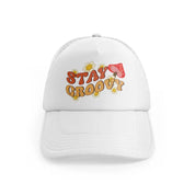 stay groovy white trucker hat