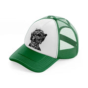 devil beast green and white trucker hat