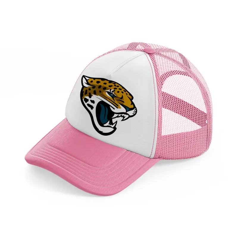 jacksonville jaguars emblem-pink-and-white-trucker-hat