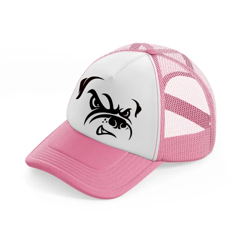 dog face-pink-and-white-trucker-hat