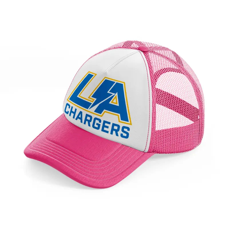 la chargers-neon-pink-trucker-hat
