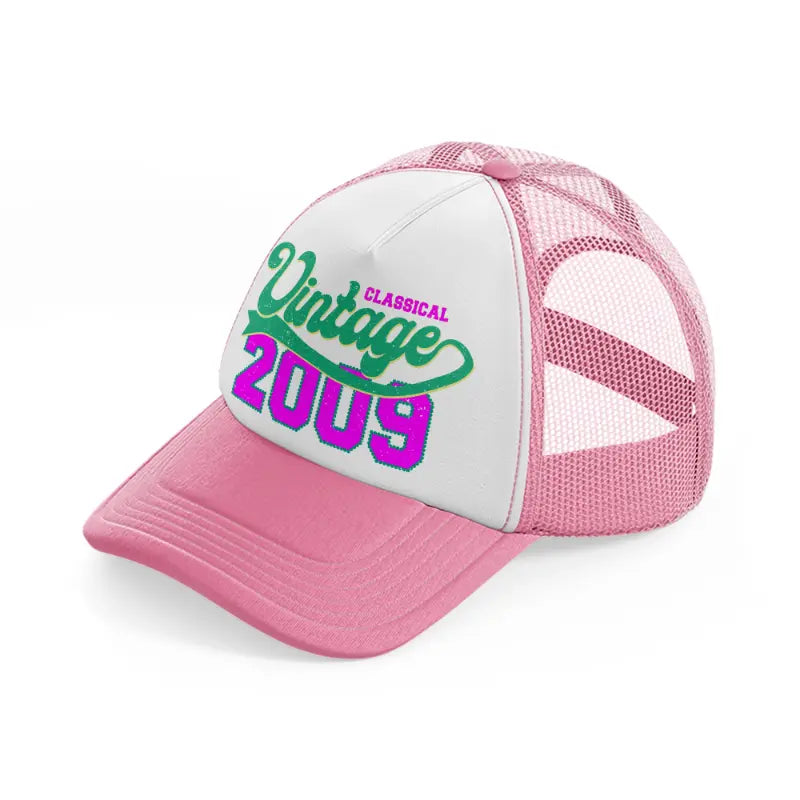 classical vintage 2009-pink-and-white-trucker-hat